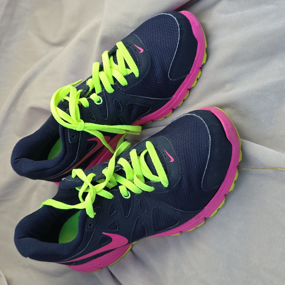 Nike Revolution 2 Athletic Shoes with Neon Accents